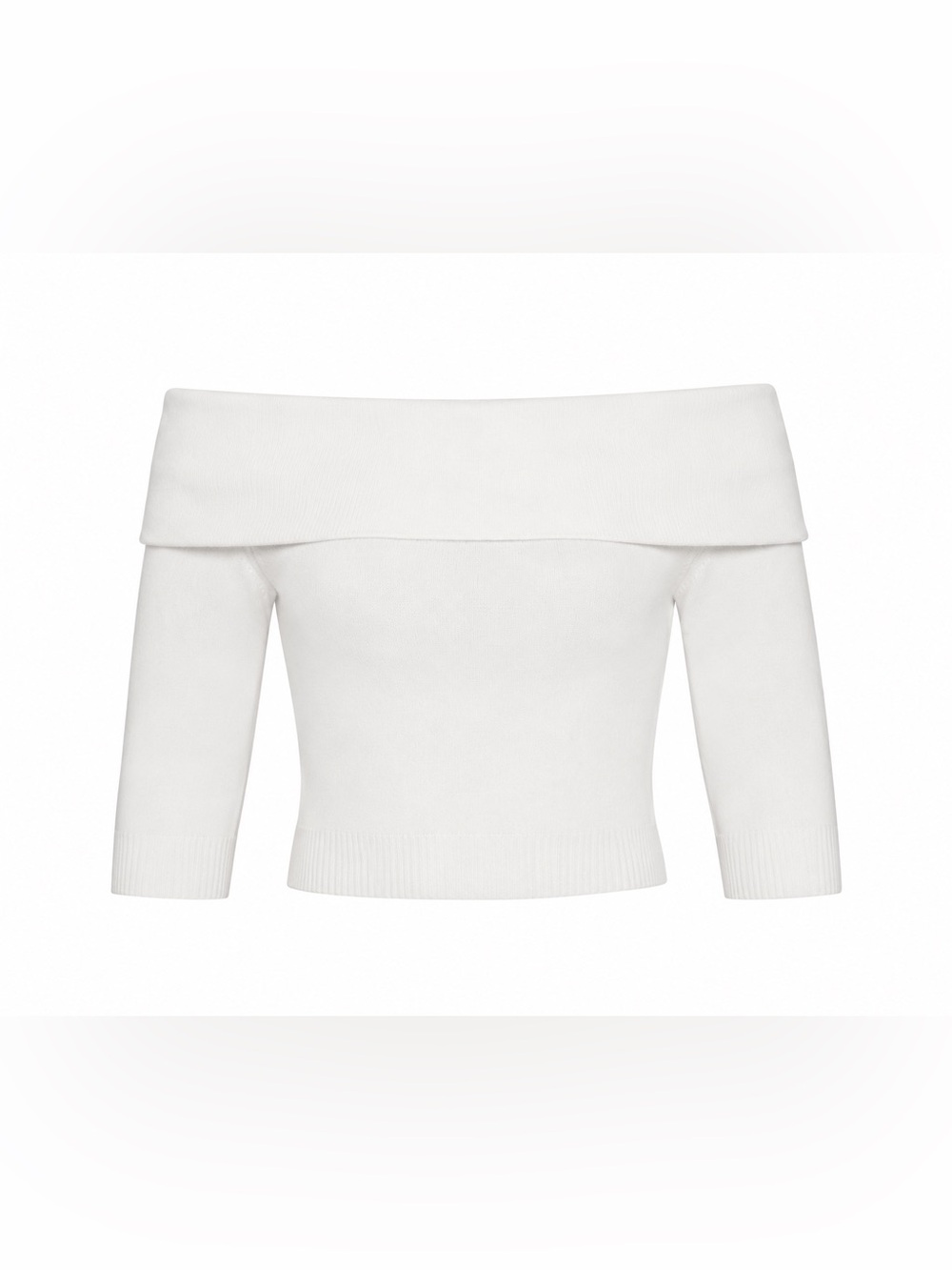 NWT Kourt Off-the-Shoulder White Foldover Knit Sweater
